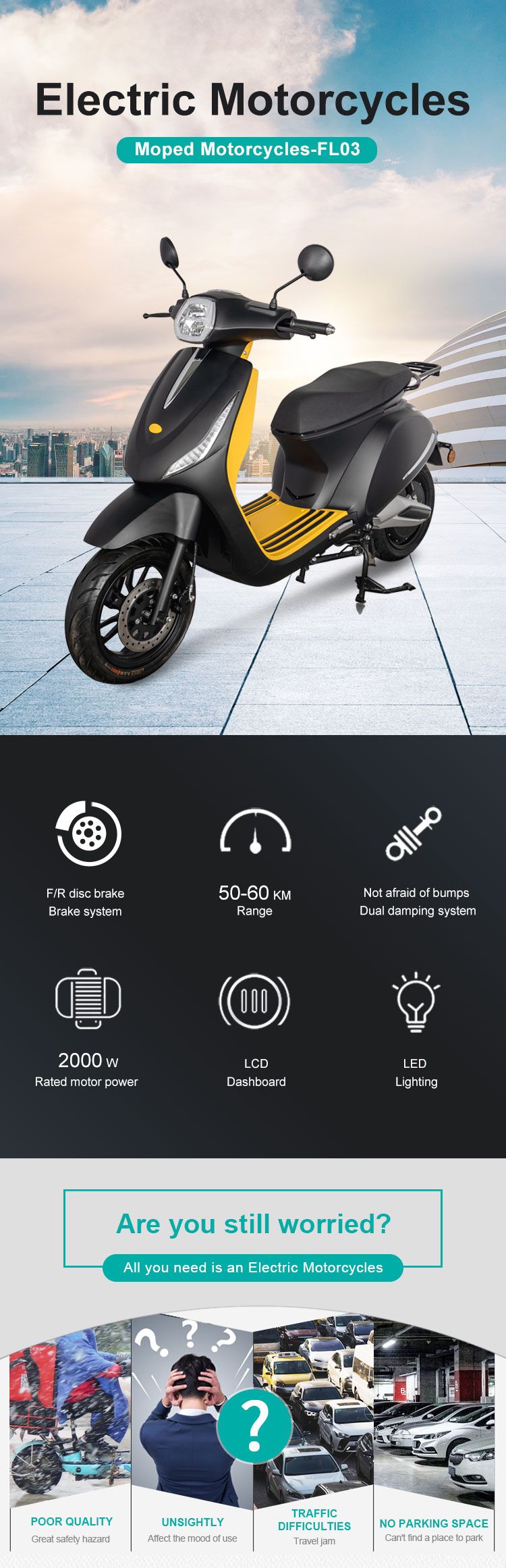 Flymate 72V Large Size EEC Certification Electric Motorcycle Electric Scooter