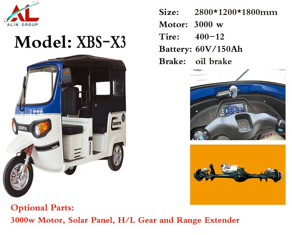 Green Power Electric Tricycle Rickshaw for Passenger Three Wheels E Trike Audlts Use Cheap Price