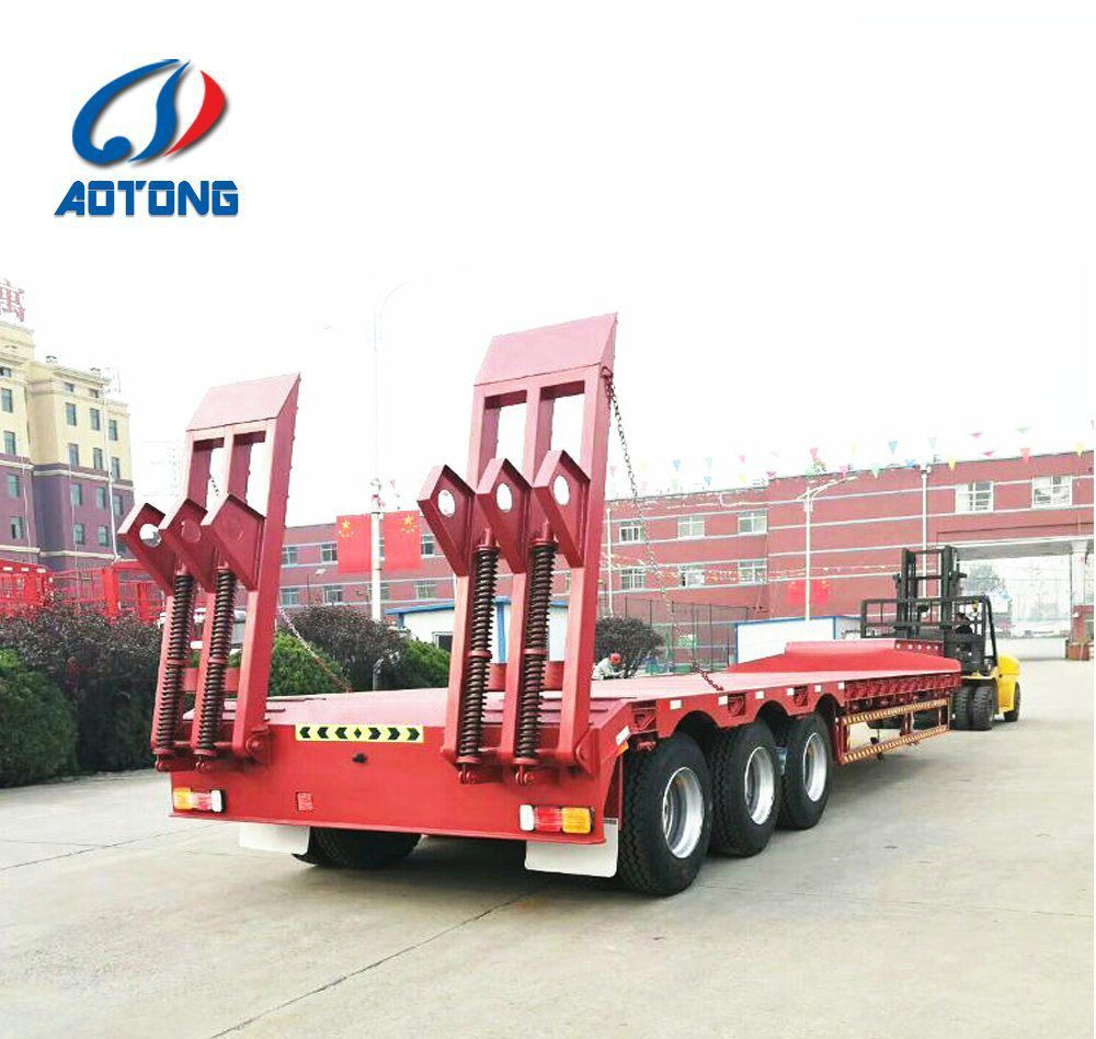 3 Axle Excavator Transporting Low Boy Truck Semi-Trailer
