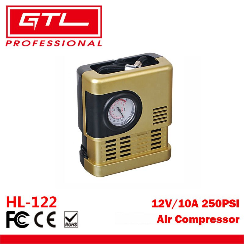 12 Volt Tire Inflator Portable Travel Auto Air Compressor for Car, Bike, Truck Tire (HL-122)