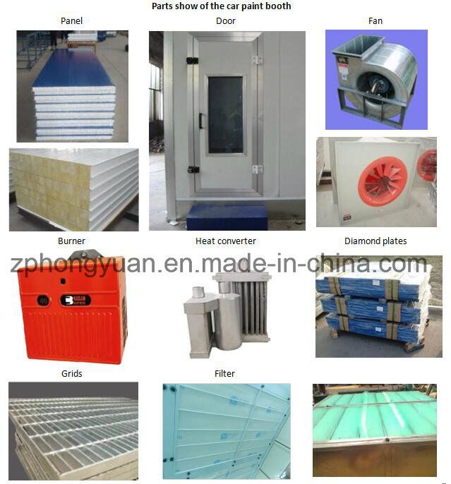 Hongyuan Brand Used Car Paint Spray Booth for Sale and for Painting and Baking Cars with Gas Burner
