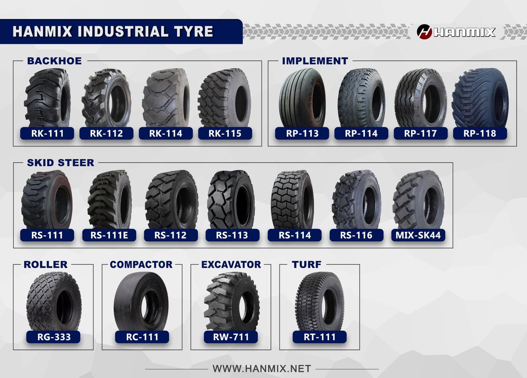 Hanmix Industrial Tire Compactor Tire, Compact Loader, Dumper Skidsteer, Backhoe Loader, Telehandler, Hamm C1 Tyres Tires 14/70-20 205/60-15