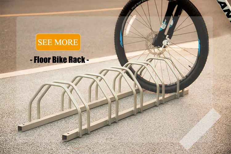 3 Holders Outdoor Floor Mounted Carbon Steel Simple Bike Rack Storage