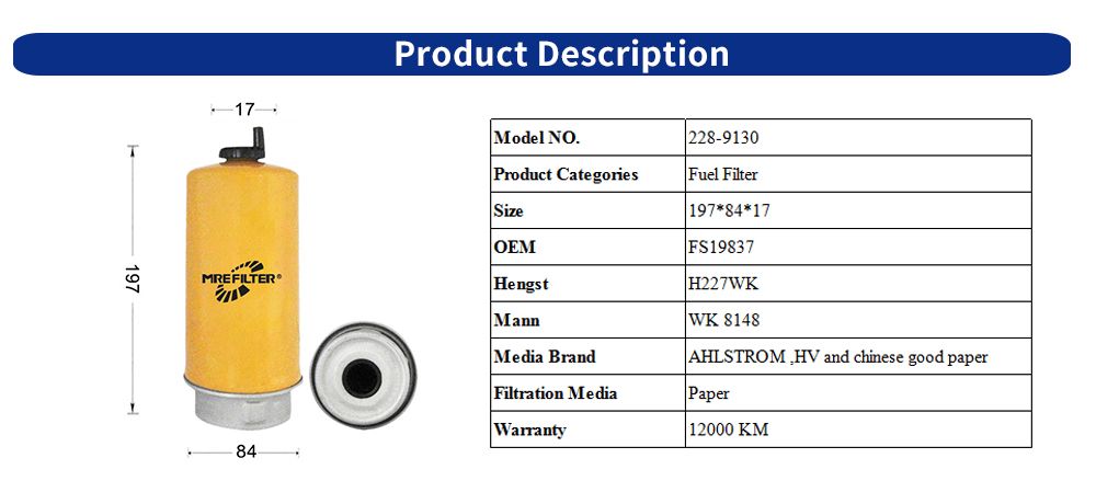 Fs19837 Auto Spare Parts Trucks Fuel Water Separator Filter for Ford Engines 228-9130
