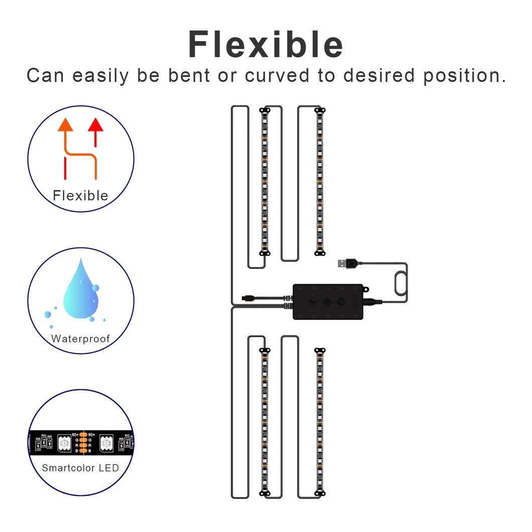 Wholesale New 48LED USB 5V Car Interior Atmosphere Light Strip Bar Bluetooth APP Music Control