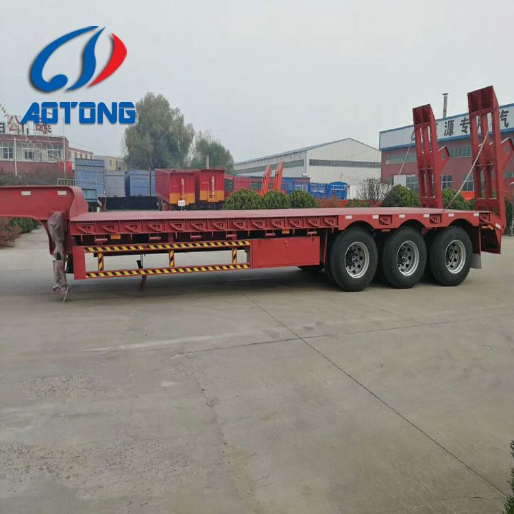 3 Axle Excavator Transporting Low Boy Truck Semi-Trailer