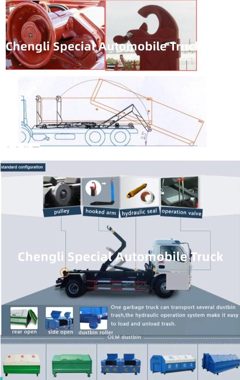 Dongfeng 10m3 10cbm 12cbm Hook Lift Garbage Truck Roll off Arm Garbage Truck for Sale
