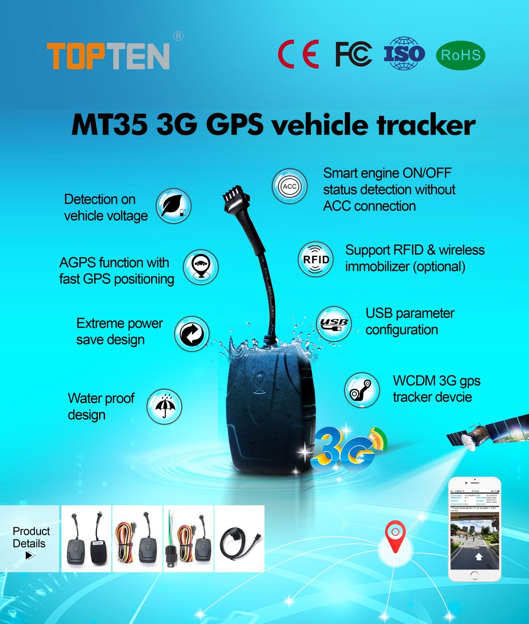 Competitive 3G GPS Tracking Device for Vehicle with Car Alarms GPS Tracking Anti-Theft-Ef