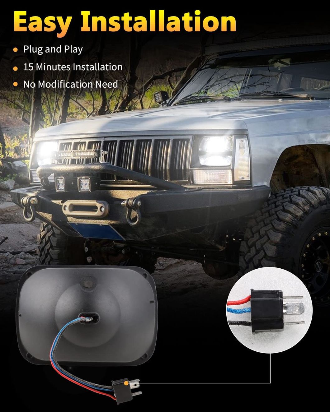 High Brightness Square 5X7&prime;&prime; 7X6 &prime;&prime;led Headlight for Jeep Wrangler Yj