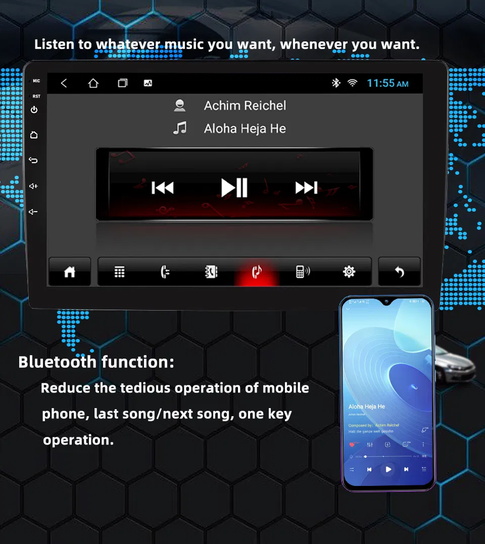 Smart Android Car Radio Center Console 2+32g Bluetooth Android Auto Wp1001A