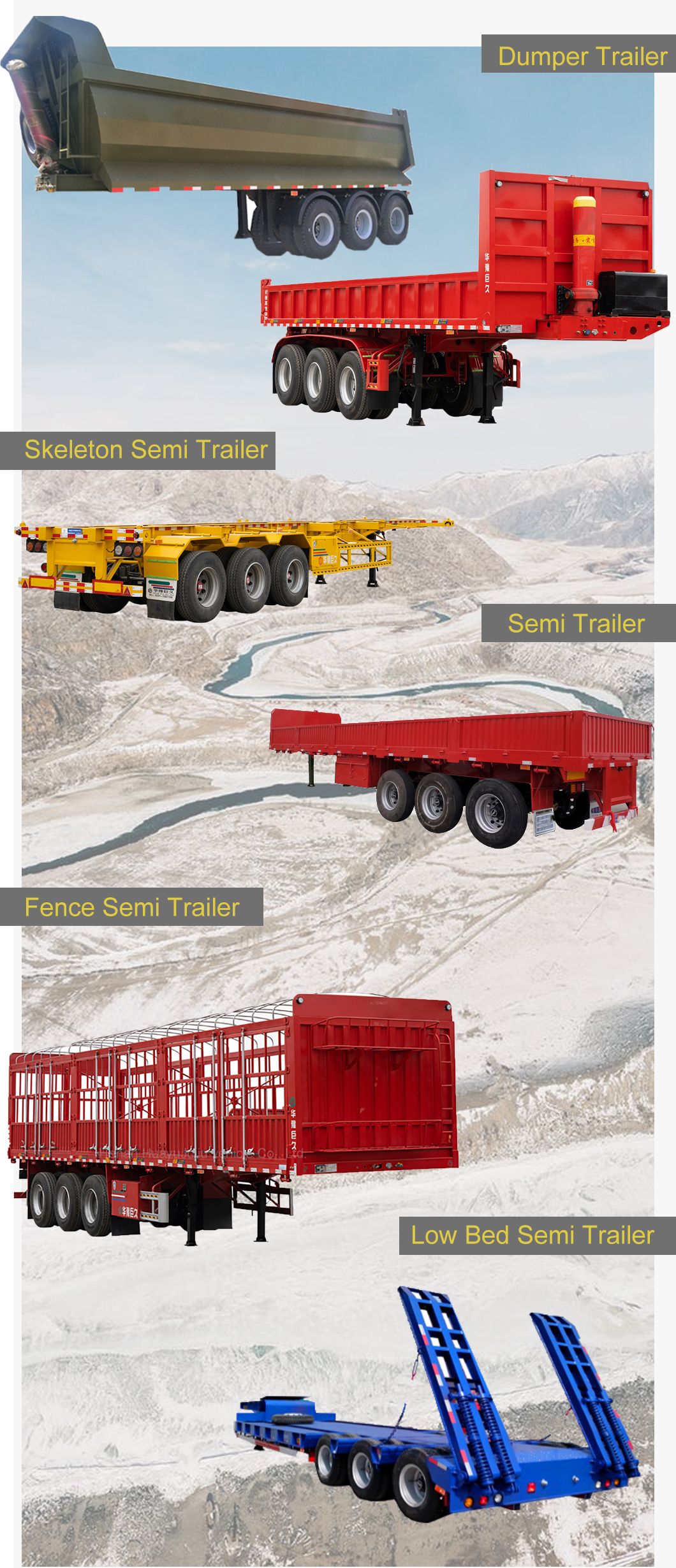 Tri-Axle Dropside Grain Transport Semi Truck Trailer Made in China with ABS