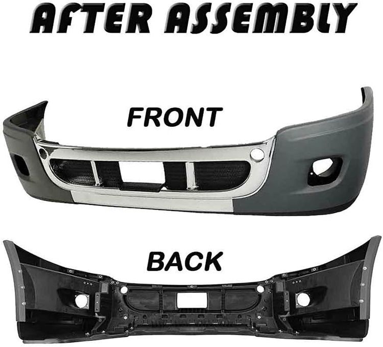 Bumper Reinforcement Kits No Fog Light Hole Bumper Cover Center Outer Chrome Cover Grille for Freightliner Cascadia 08-17