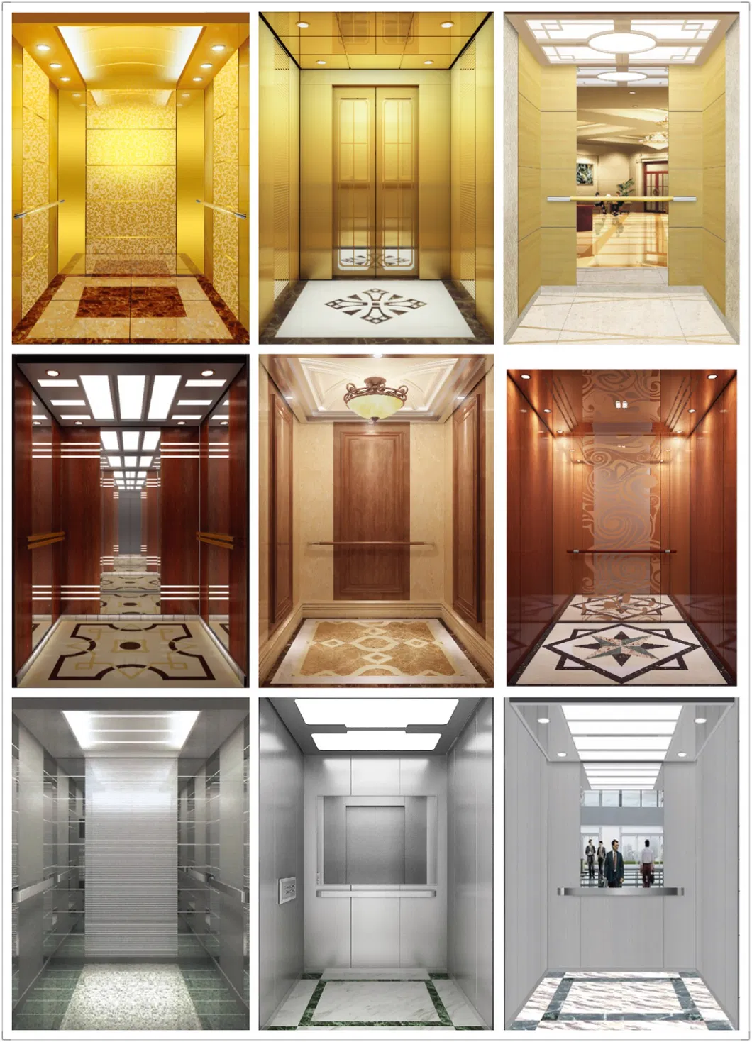 FUJI China Luxury Golden Home Lift Vvvf Passenger Elevator