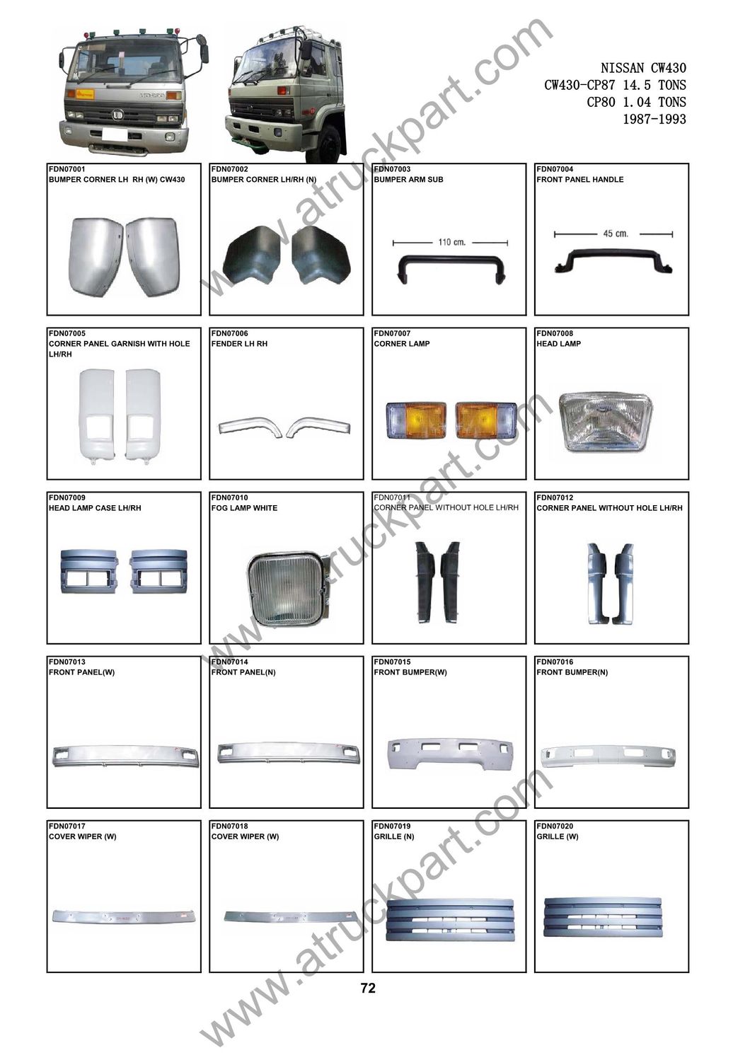 Paint Corner Panel Garnish with Hole Lh Rh for Nissan for Ud Cw430 Cp87 Cp80 Truck Spare Body Parts
