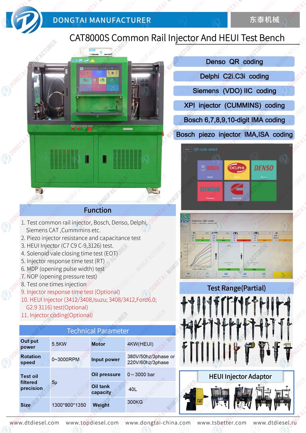 Diesel Common Rail Injector and Heui Injector Test Bench Cat8000s Auto Repair