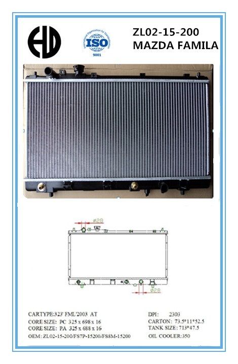 High Quality Aluminum Brazed Welding Car Radiators for Mazda Oe: Zl02-15-200