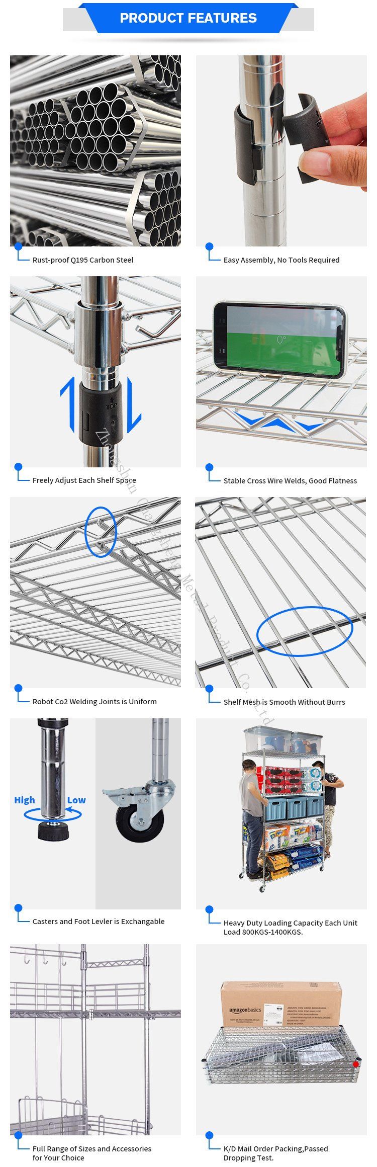 Industrial Adjustable Metal Wire Mesh Revolving Security Cart