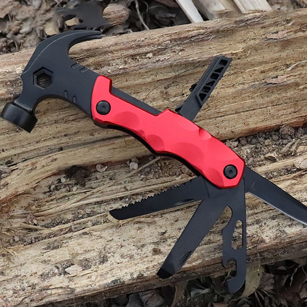 Multi-Function Hammer Stainless Steel Survival Hammer Tent Multifunctional Hand Tools Wrench Set Hex Wrench Wood Saw Opener Outdoor Wyz21635