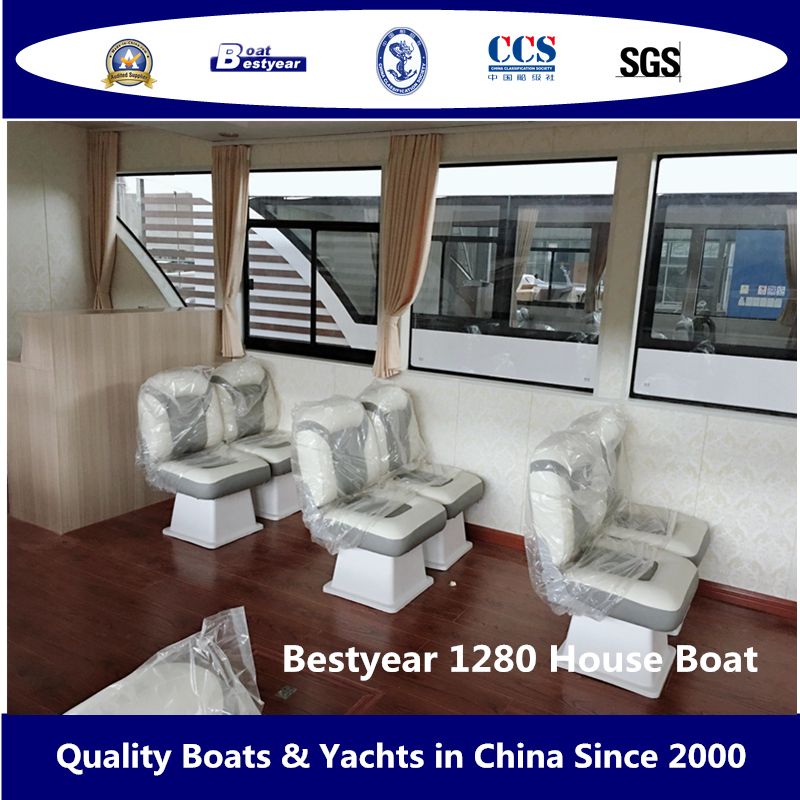 Bestyear 12.8m Fiberglass House Boat Boatahome for 20-50 Passengers
