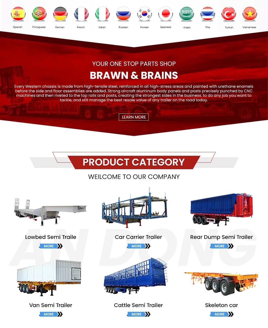 Andong Container Semi Trailer China Concrete Mixer Truck Factory 3axle Rear Dump Box Heavy-Duty Transport Tipper Truck /Dump Semi-Trailerflatbed Semi Trailer