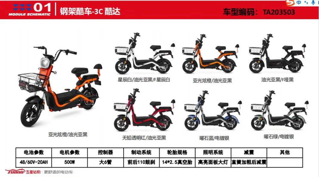 60V Lead Acid Battery E Bike with Padel and Front Box