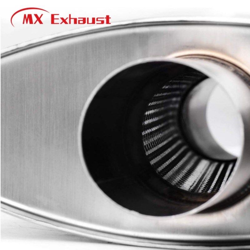 4&prime;x9&quot; Oval X 24&quot; Borla Exhaust System Polish Surface Universal Performance Straight Through Oval Muffler Single Center Inlet/ Offset Outlet 2.5&quot;
