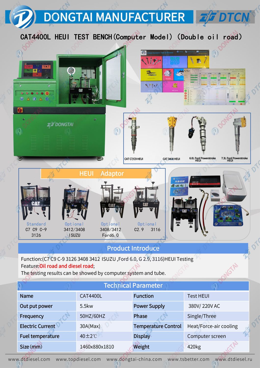 Dongtai Cat4400L Heui Hrdraulic Electornic Unit Injector Test Bench or Stand (2 oil road)
