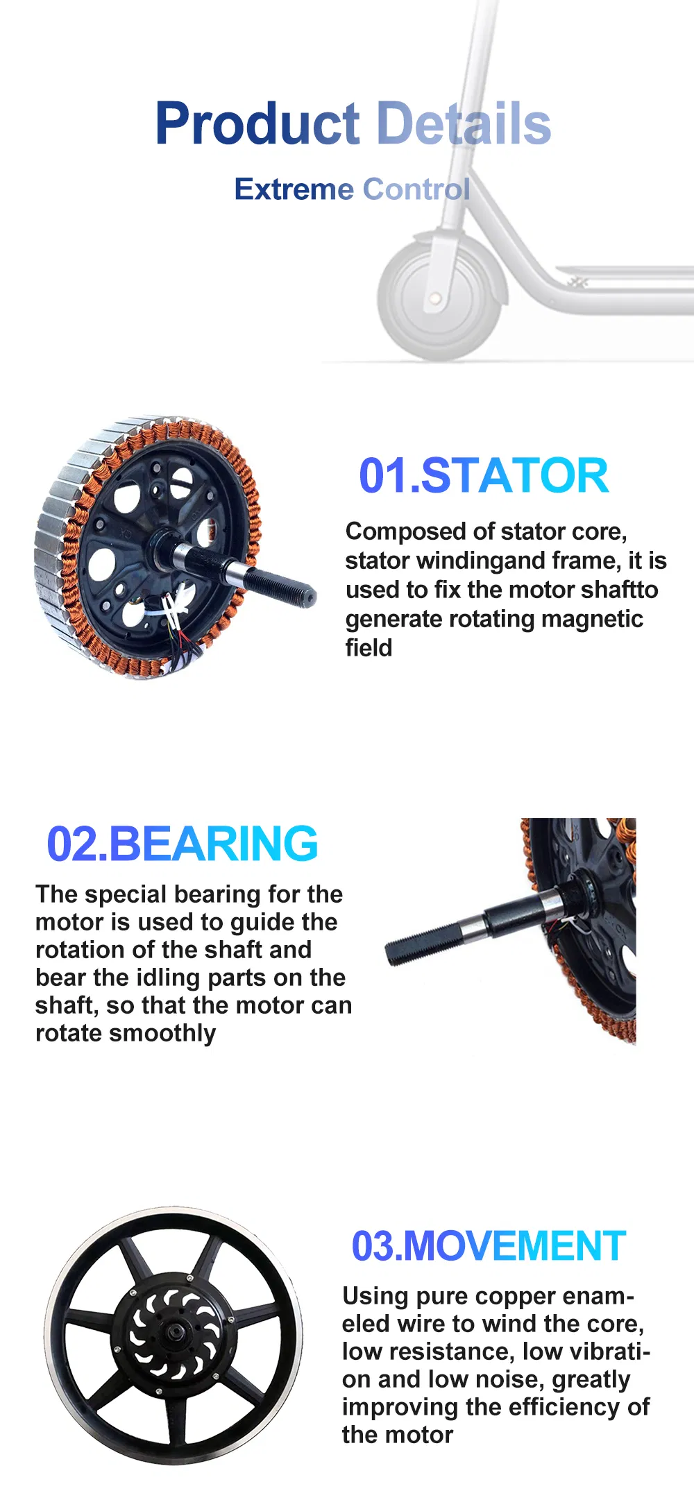 Best Selling 350W 400W 450W E Bike Motor Brushless Gearless BLDC Motor 65km/H Motorcycle High Speed Wheel