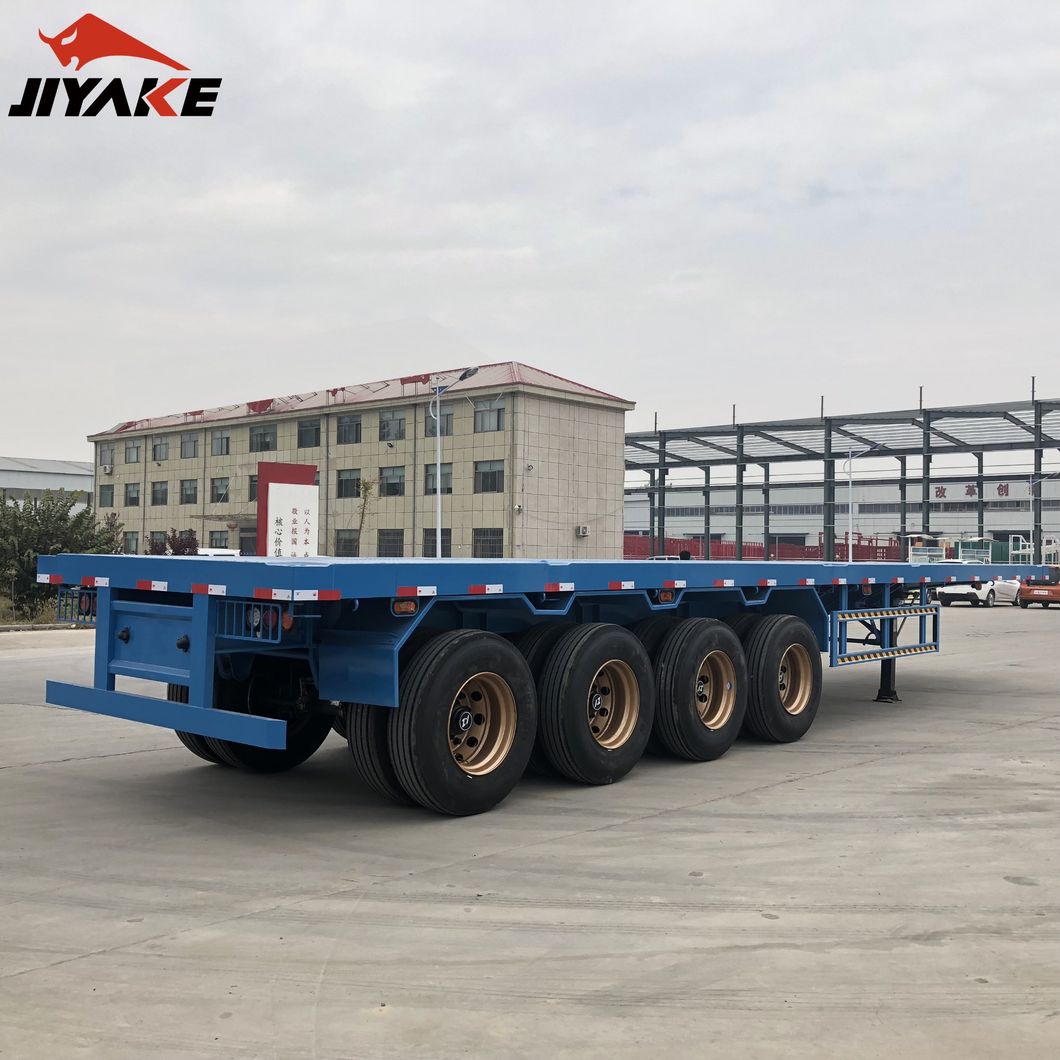 Jiyake Good Price 2/3/4 Axles Tri Multi-Axle Flat Bed Cargo 40FT 20FT Container Transport Trailer Flatbed Semi Trailer