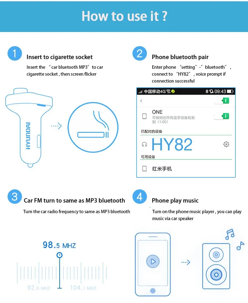 3.1A Dual USB Car Phone Charger LED Display Bluetooth Car MP3 Player Car Audio MP3 USB Player