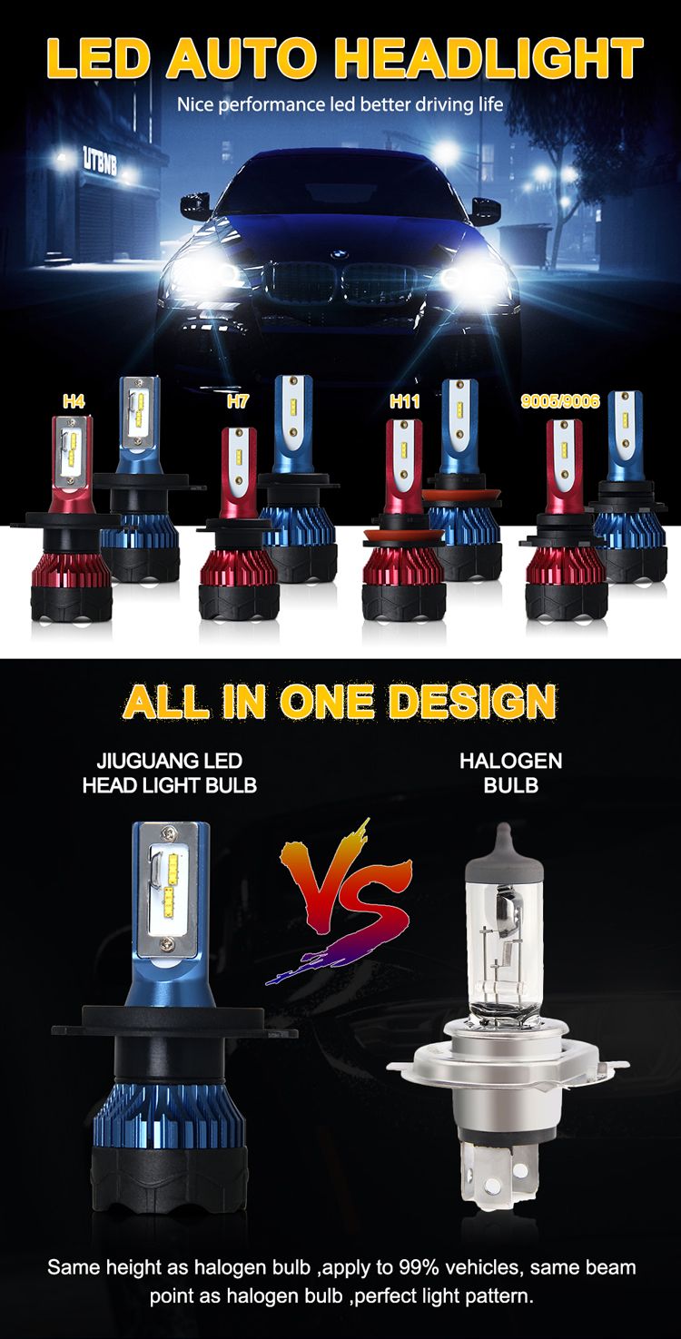 Auto Lighting System 70W 16000lm 6500K Fan Csp Zes Chips Headlamp Bulbs LED K5 9005 880 H11 Auto Car Headlight H4 LED Headlight H7