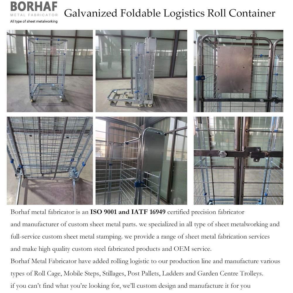 4 Sided Logistic a-Frame Security Nestable Storage Folding Metal Steel Cargo Mesh Roll Cage Containers for Sale