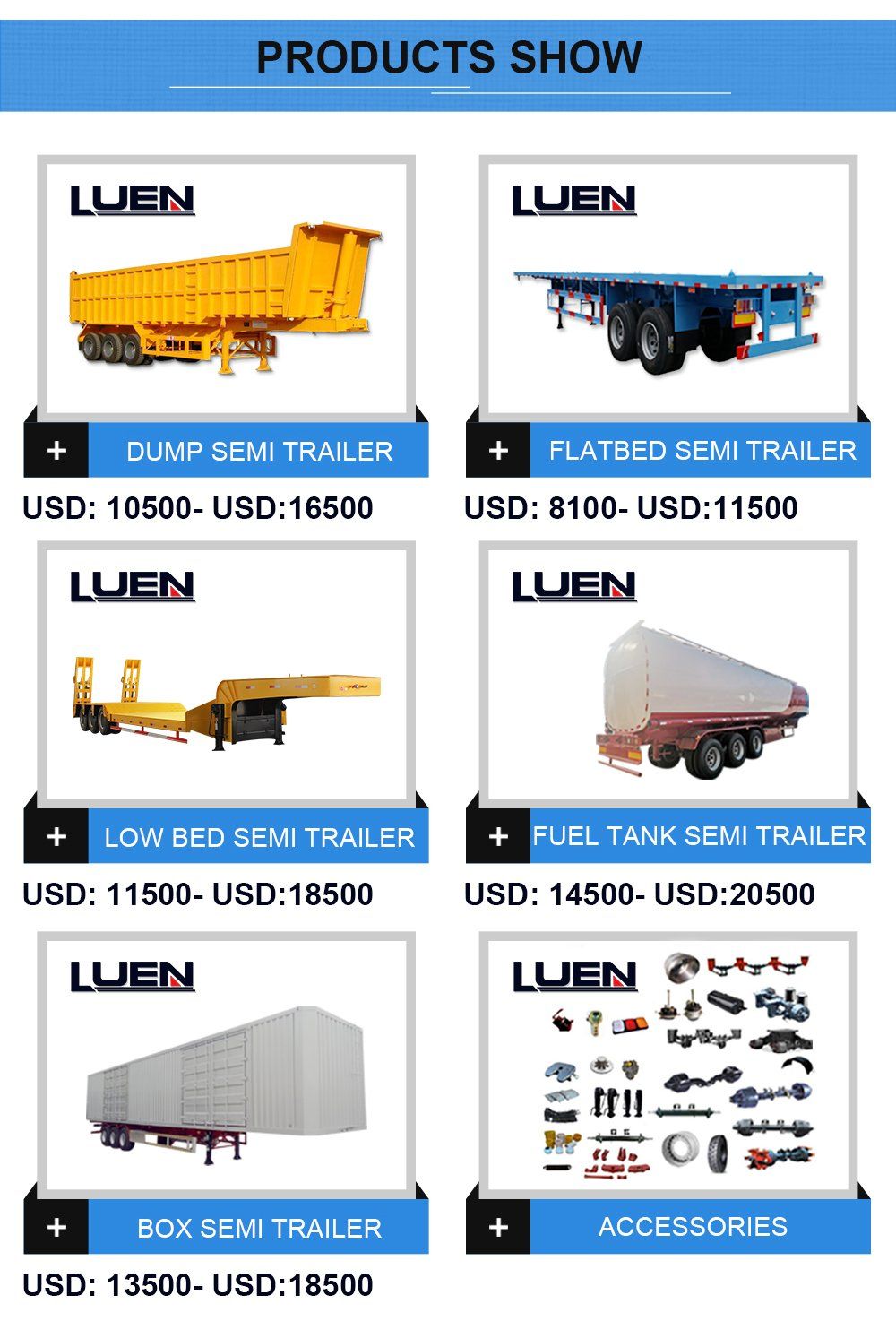 Luen Brand Cargo Transport 3 Axle Van Type Box Semi Trailer