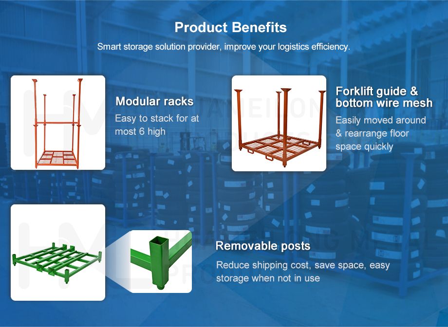 Customized Powder Coating Collapsible Welded Forklift Tire Racking with Mesh Equipment