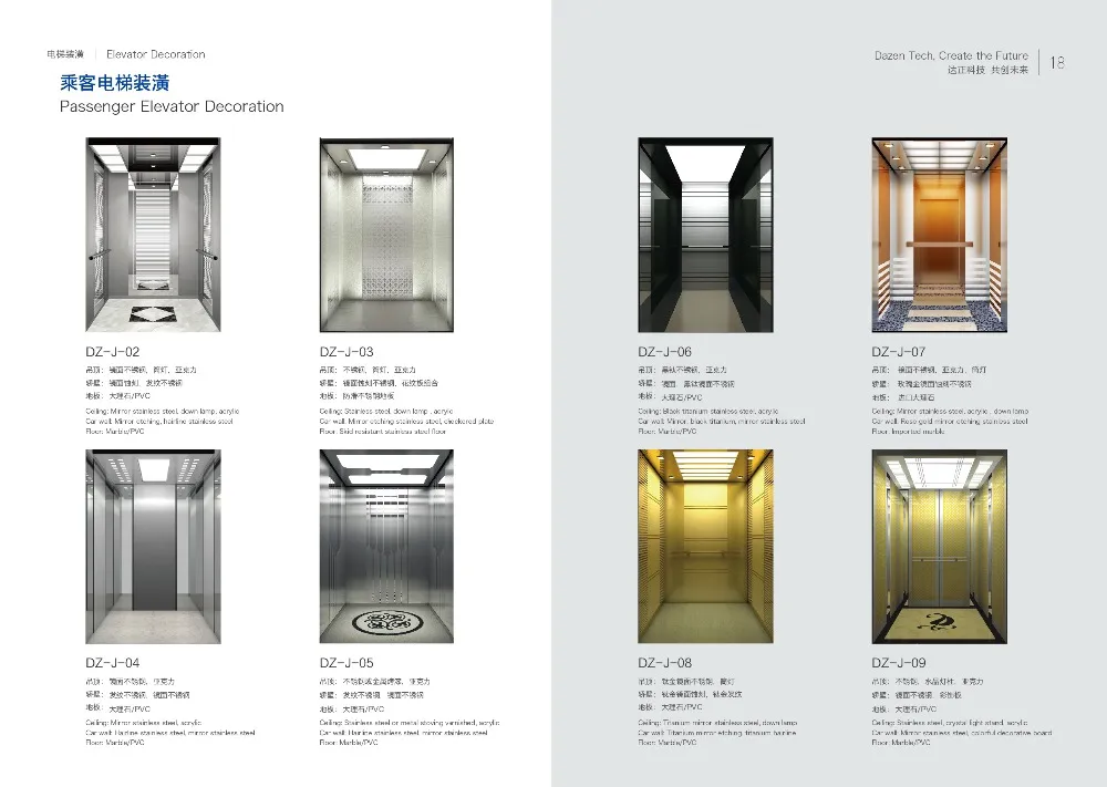 High Quality Luxury Design Carbin Elevators in China Vvvf Controlled Escalator Commercial Lift Passenger Elevator