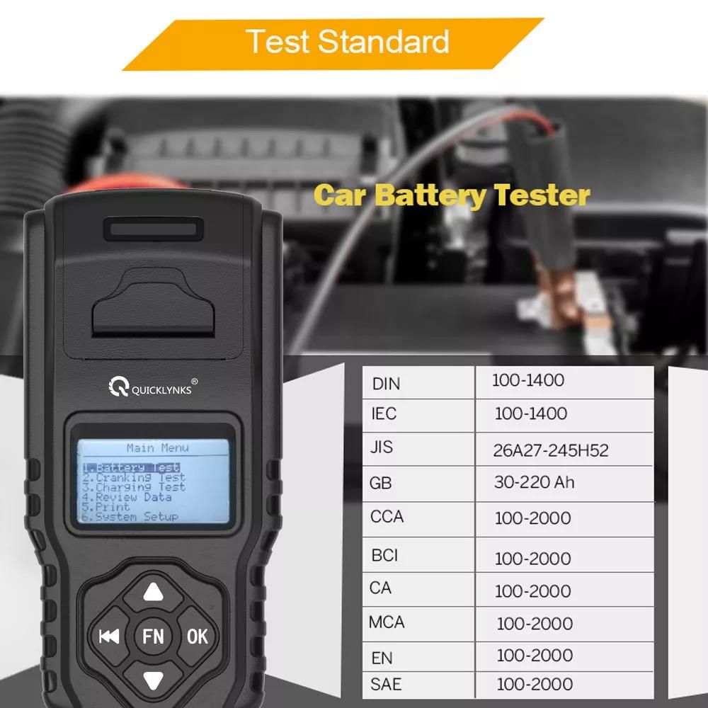 12V 24V Automotive Battery Tester with Printer 100-2000 CCA Car Battery Analyzer