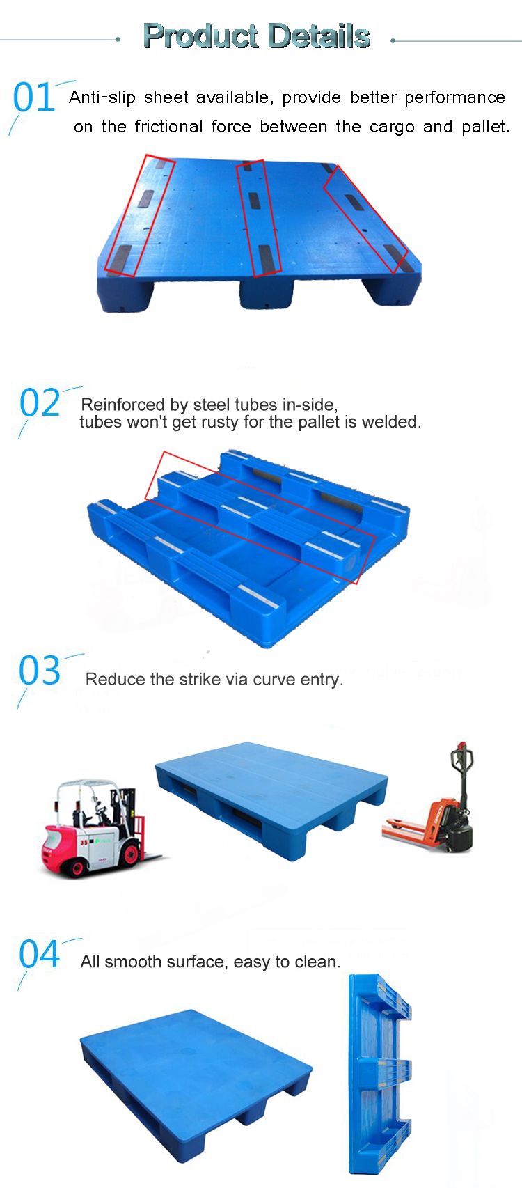 1250X1000X150mm Plastic Pallets with 3 Runners and Open Decks