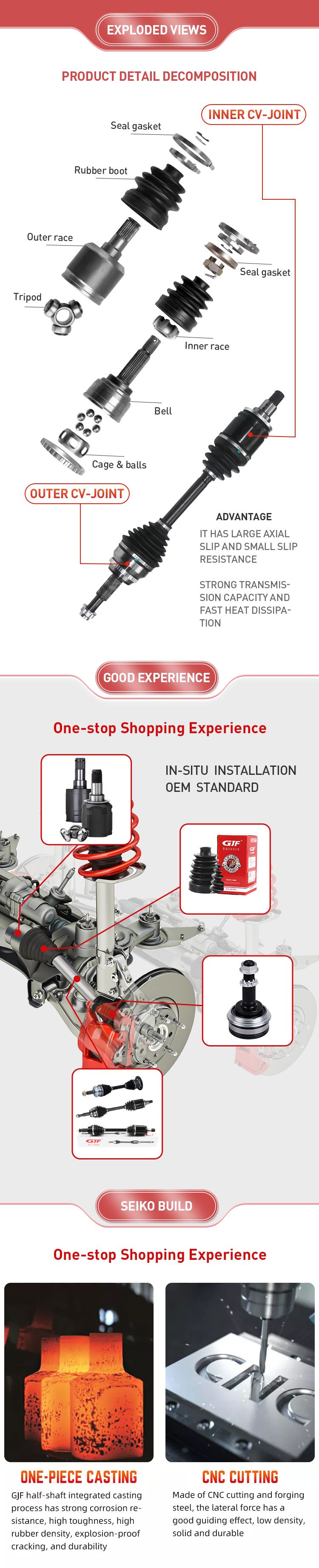 Gjf Right Drive Shaft for Audi C5 A6 2.4 2.8 at 1998-2005 C-Ad016A-8h Car Axle Drive Shaft Support 4bo 407 272f