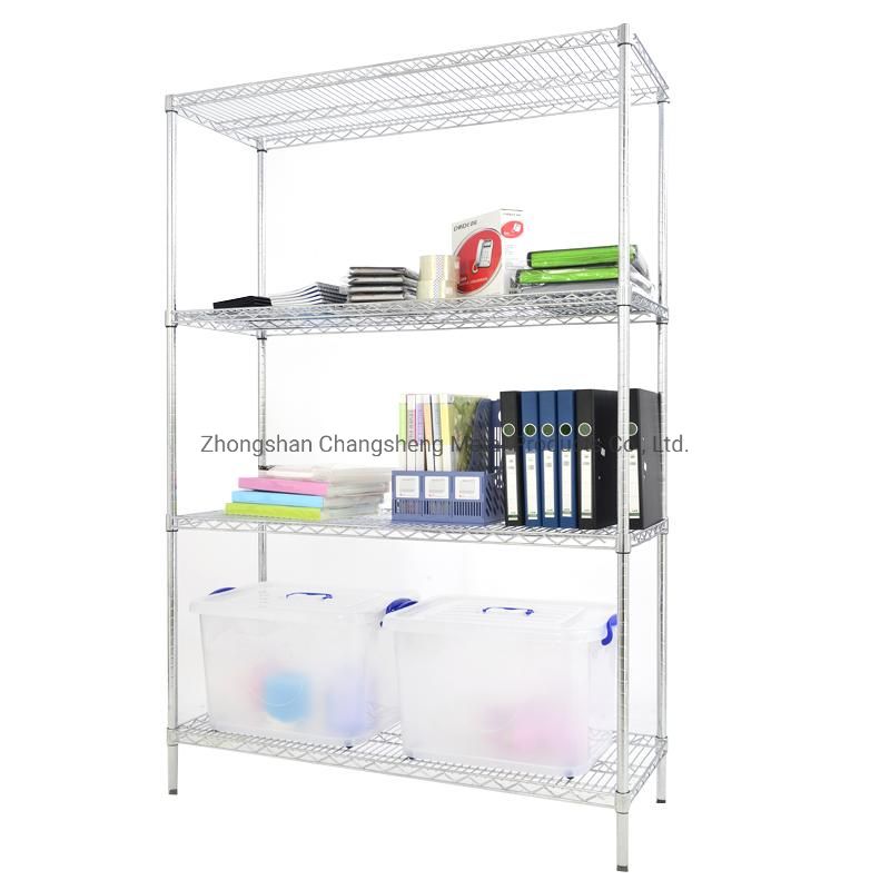 NSF 4 Tiers Heavy Duty 18 Inch Wide Shelving Unit Chome Commercial Storage Steel Wire Shelf Solutions
