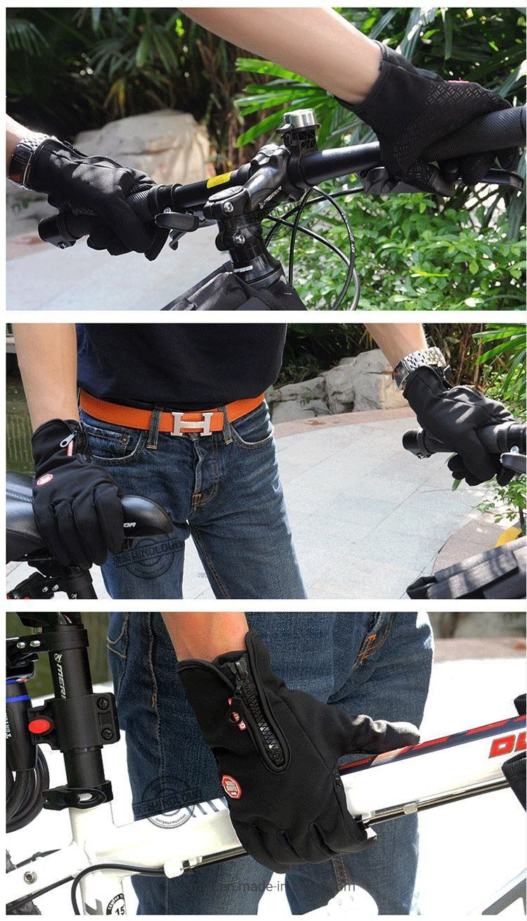 1 Pair Touch Screen Full-Finger Non-Slip Gloves Mittens Windproof Outdoor Skiing Cycling Gloves - Black / M