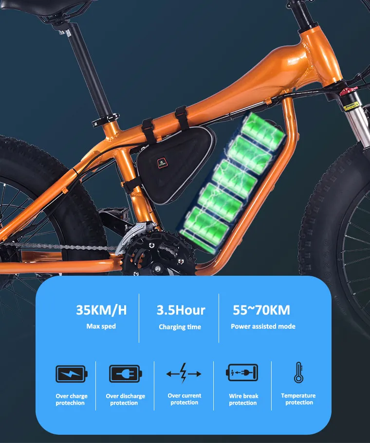 Charging Bicycle Fat Tire 20 Inch Mountain Electric Bike