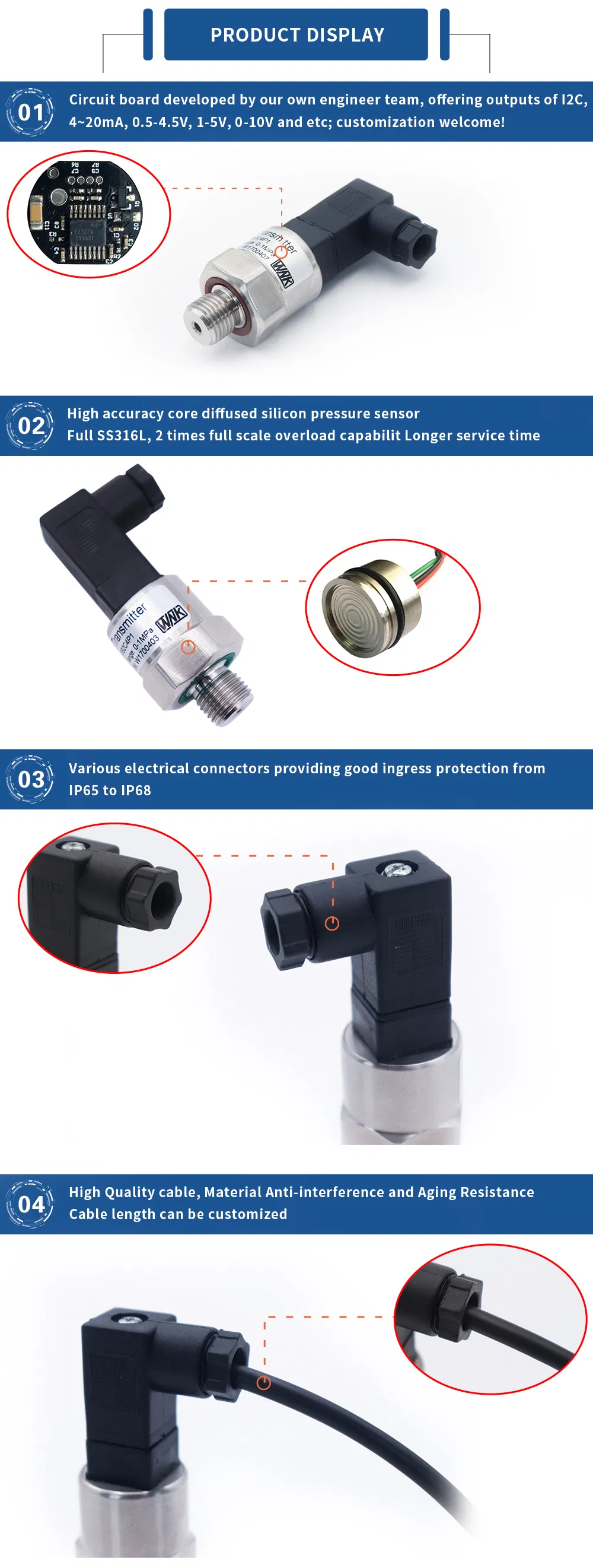 Wnk 0.5-4.5V Pressure Sensor for Boiler Coffee Machine