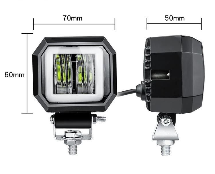 Automotive Motorcycle LED Spotlights Angel Eye Ring 20W Fog Lights Dual Lens Work Lights