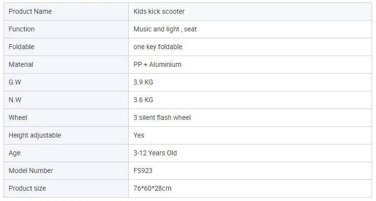 China PU Flash and Durable 3 Wheel Kid Scooter Foldable Kid Kick Scooter
