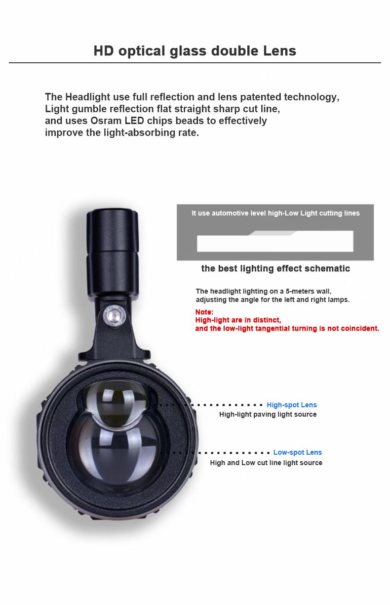 Auxillary Spotlight Motorcycle Light DC 12V 24V Dual Color 40W