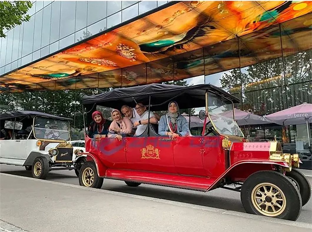 Cool Retro Red Three-Row Vintage Car Classic Car Convertible with Canopy Cabriolet