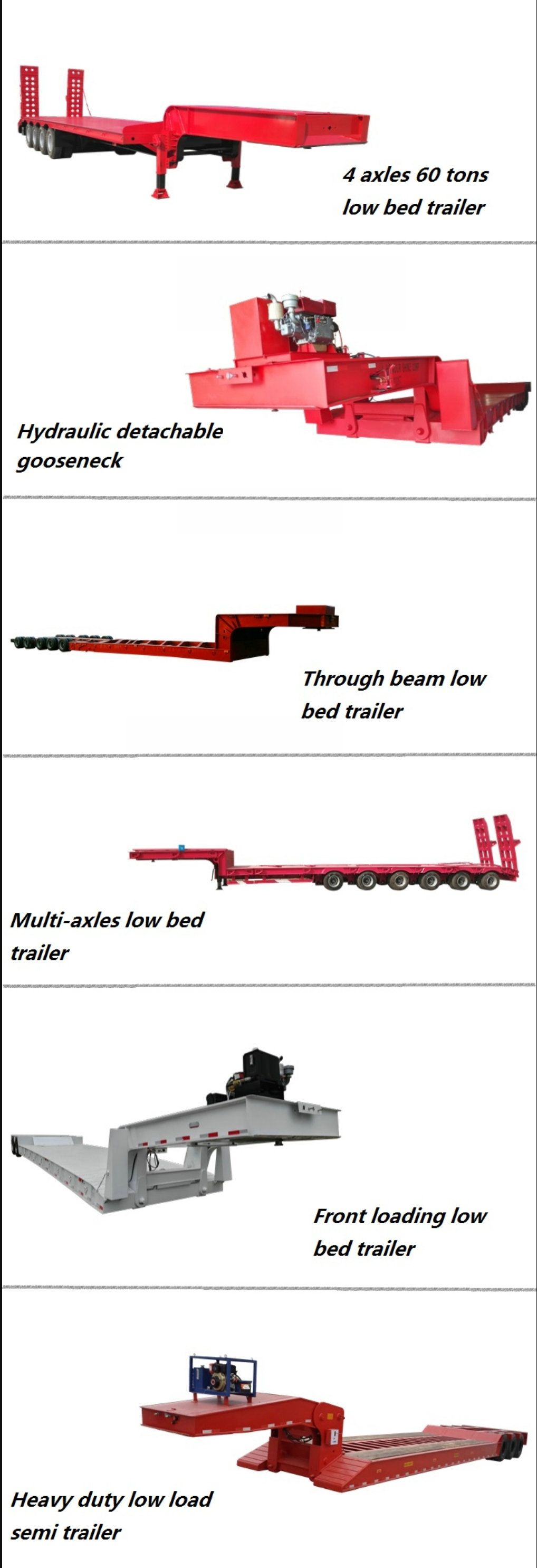 13m Low Load 45t -60ton Lowbed Truck Trailer (8 wheels Lowboy Semi-Trailer)