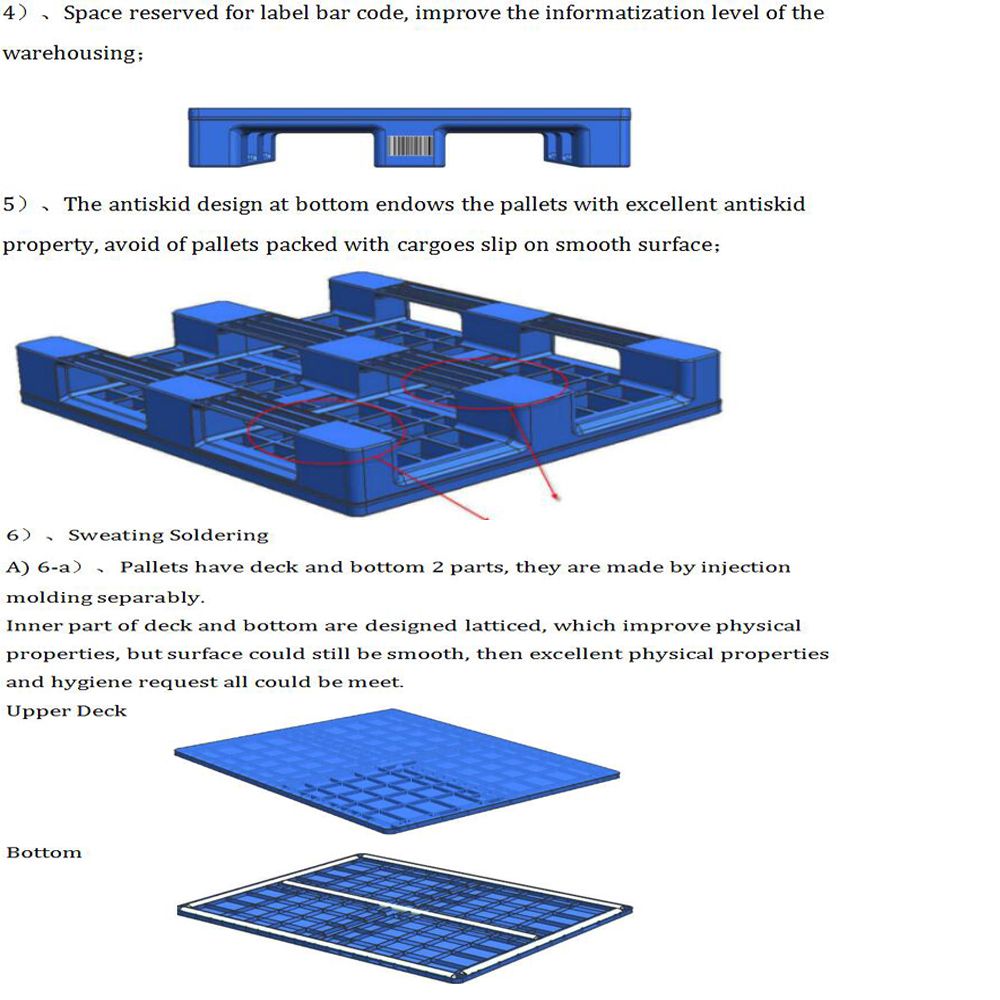 HDPE Heavy Duty 1200X1200mm Plastic Pallet with Steel Tubes