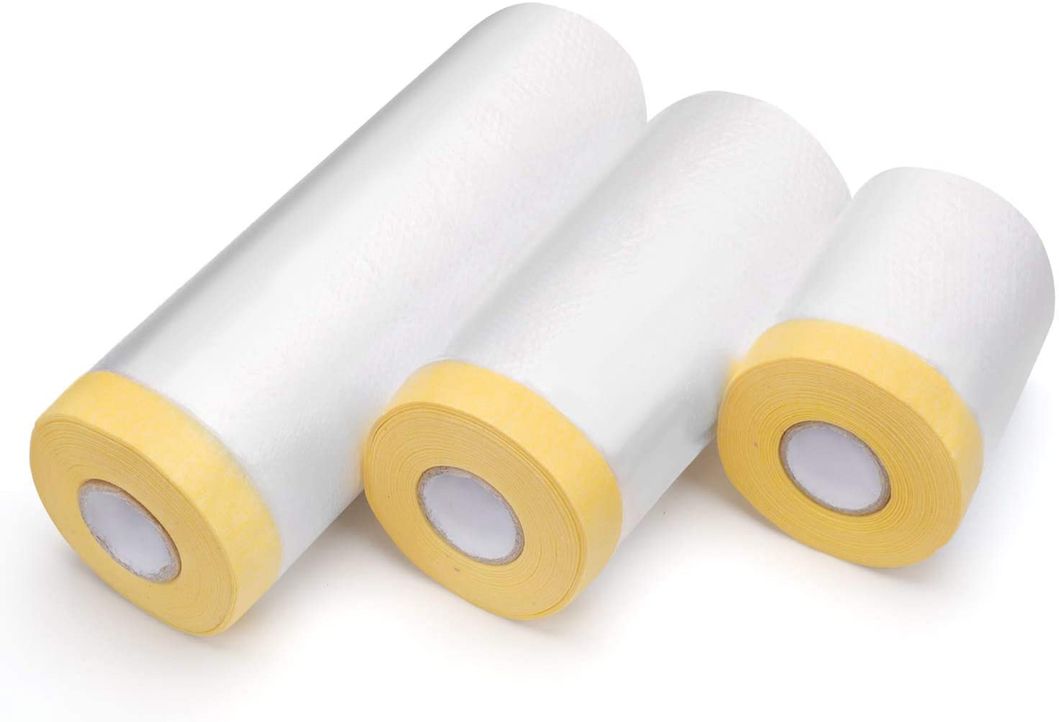 6 Pack Tape and Drape, Pre-Taped Masking Film for Automotive Painting Covering, Assorted Masking Paper, Automotive Best Masking Tape Painting