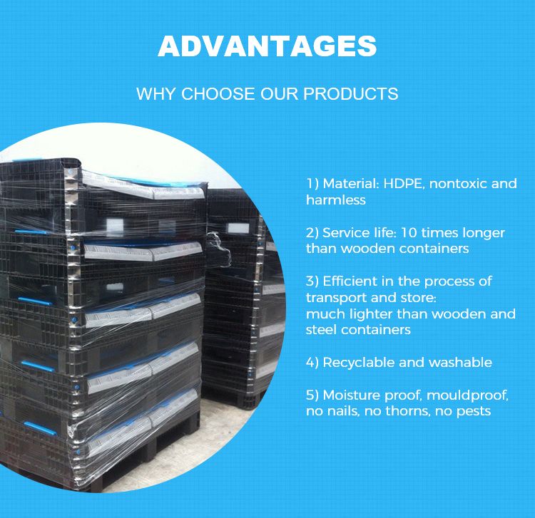 Heavy Duty Warehouse Storage Equipment Heavy Duty Collapsible Plastic Pallet Box Cage Container